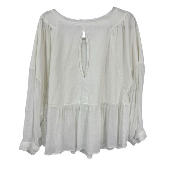 Mur Mur Peasant Top womens O/S One Size White Billowy Pullover - Picture 2 of 8